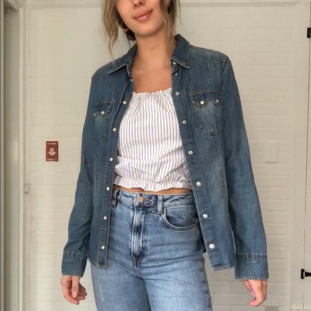 Denim button down